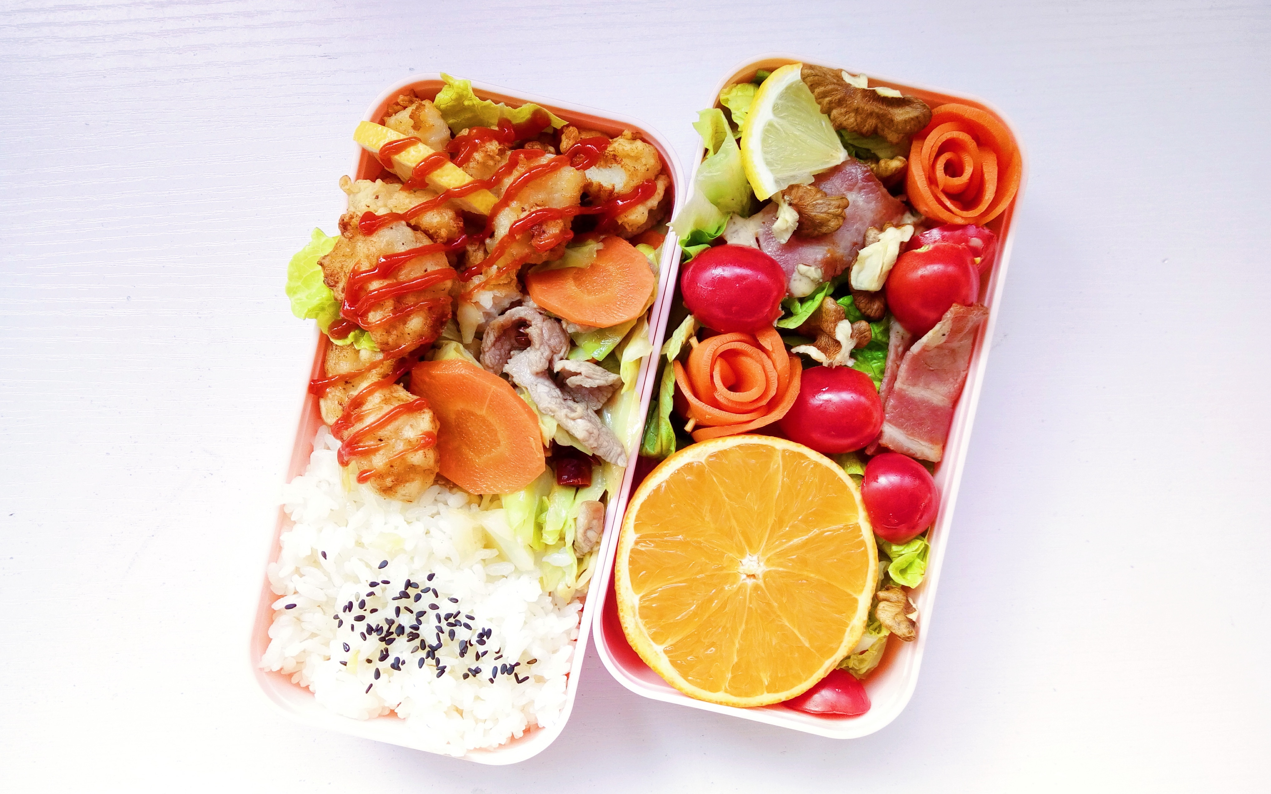 【便当记录】午餐日常便当 炸龙利鱼卷心菜培根沙拉便当 制作 装盒 胡