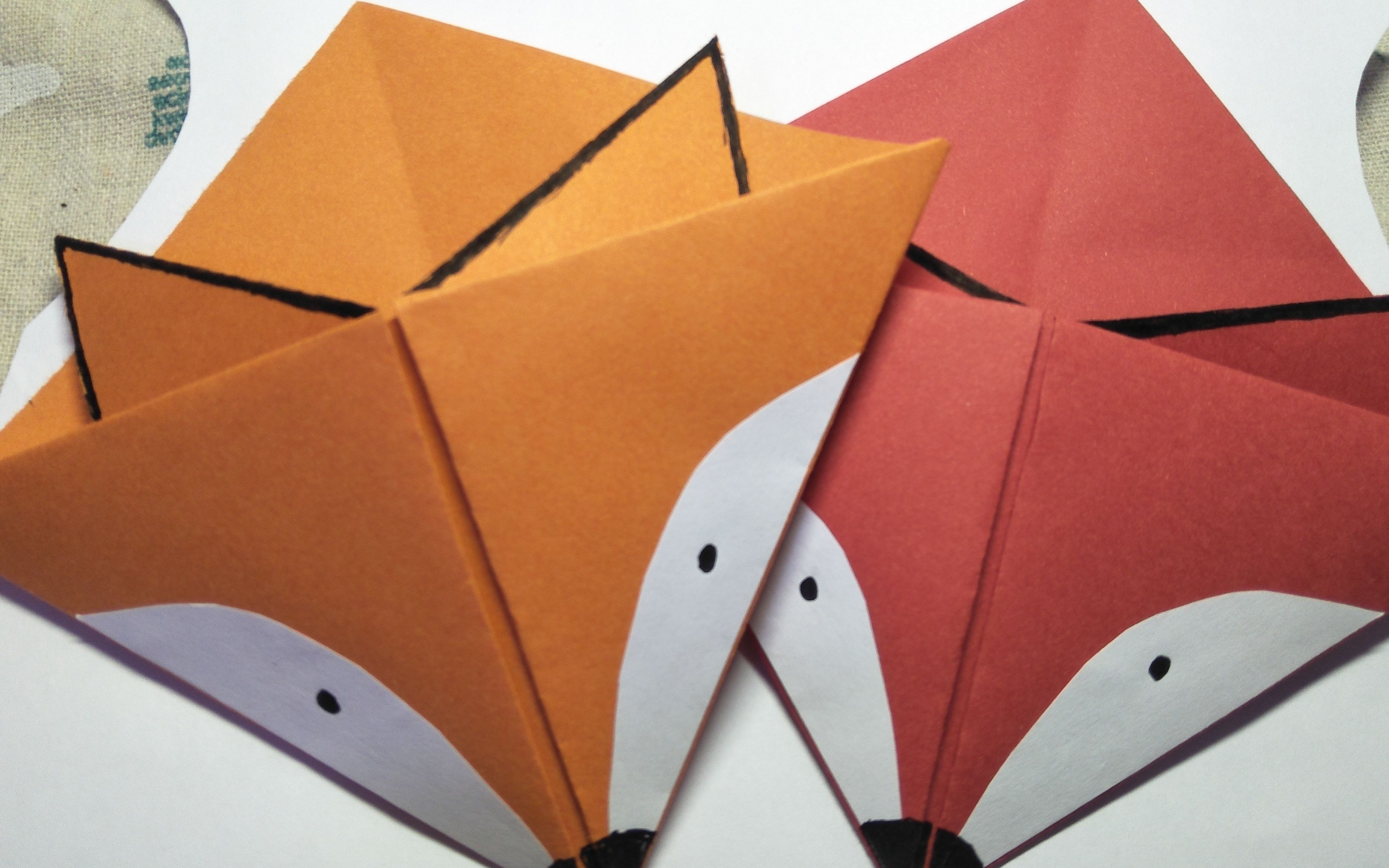 【折纸】做两个可爱的小狐狸书签,从明天开始好好看书!