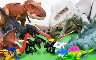 儿童益智早教视频，彩色小恐龙和黑色恐龙来