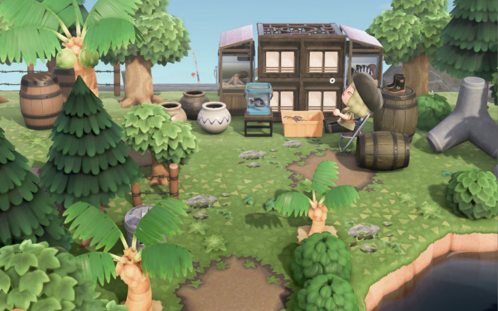 动森自然风车岛屿小鱼屋场景设计