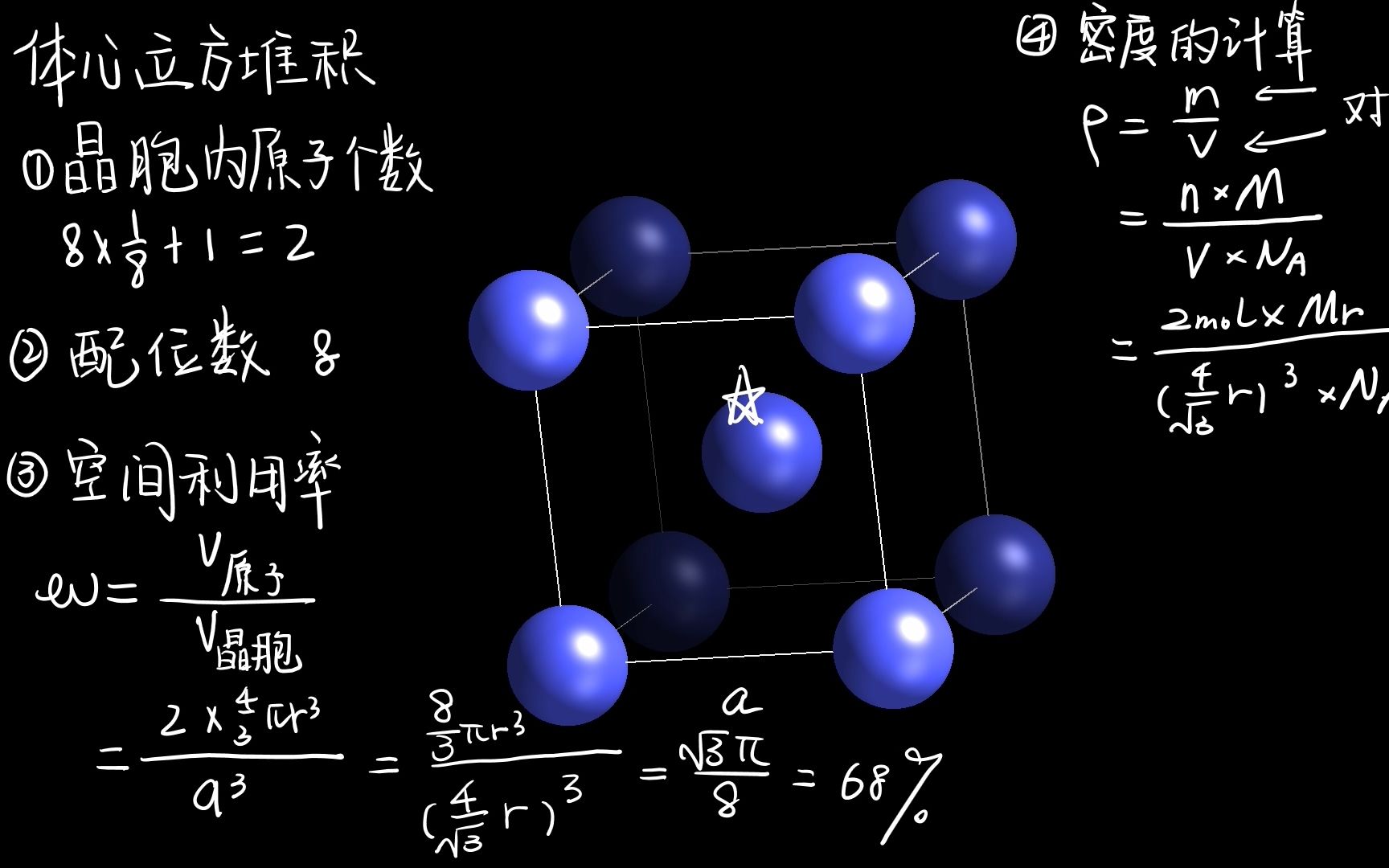 【高中化学】5分钟看懂结构化学 体心立方堆积 金属晶体(选修三)