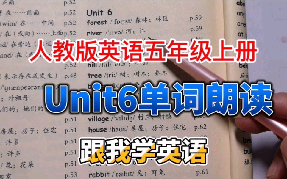 人教版英语五年级上册Unit6单词朗读哔哩哔哩bilibili