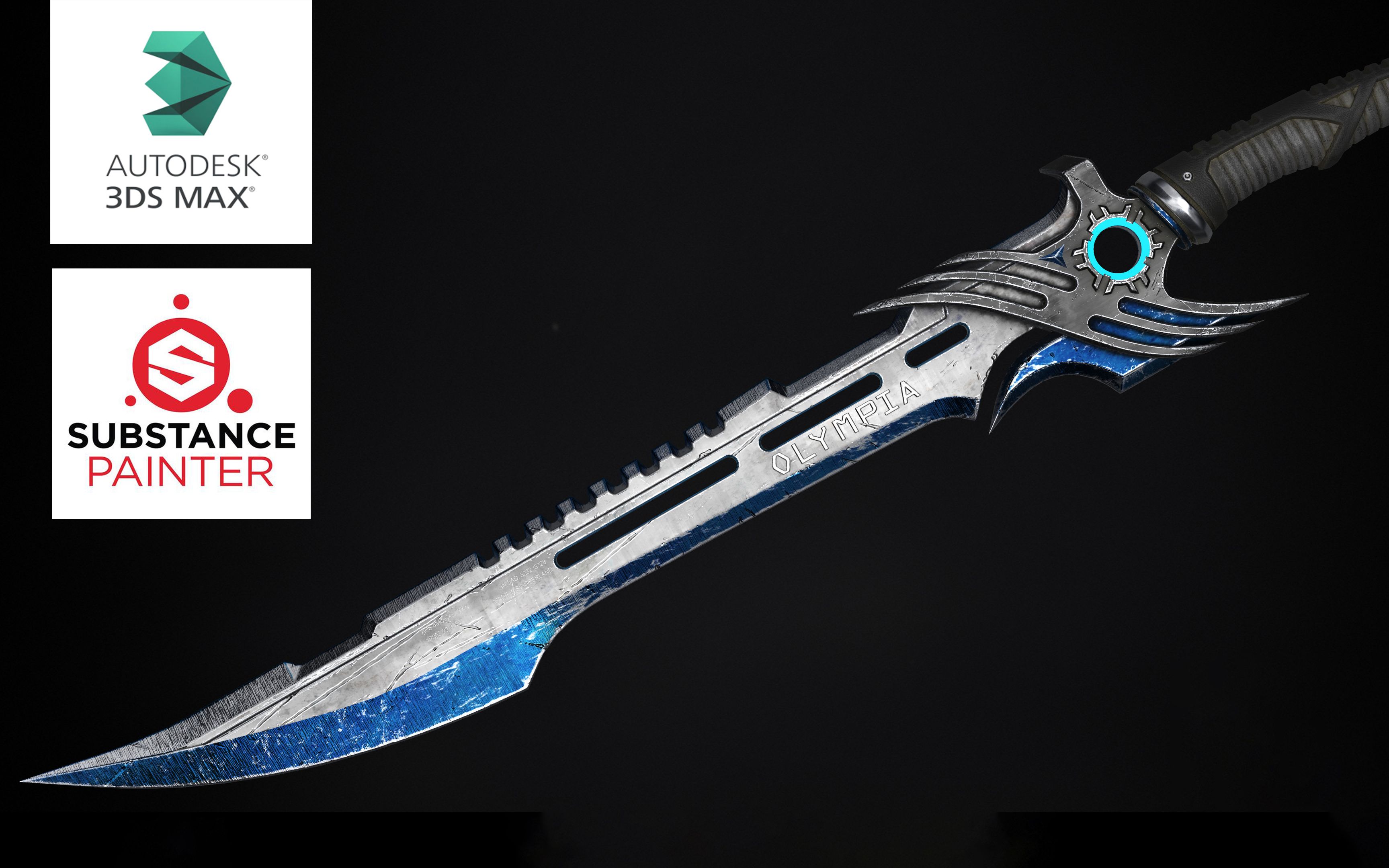 3dmax基础:武器建模完整全流程制作讲解-模型,sp材质案例教学