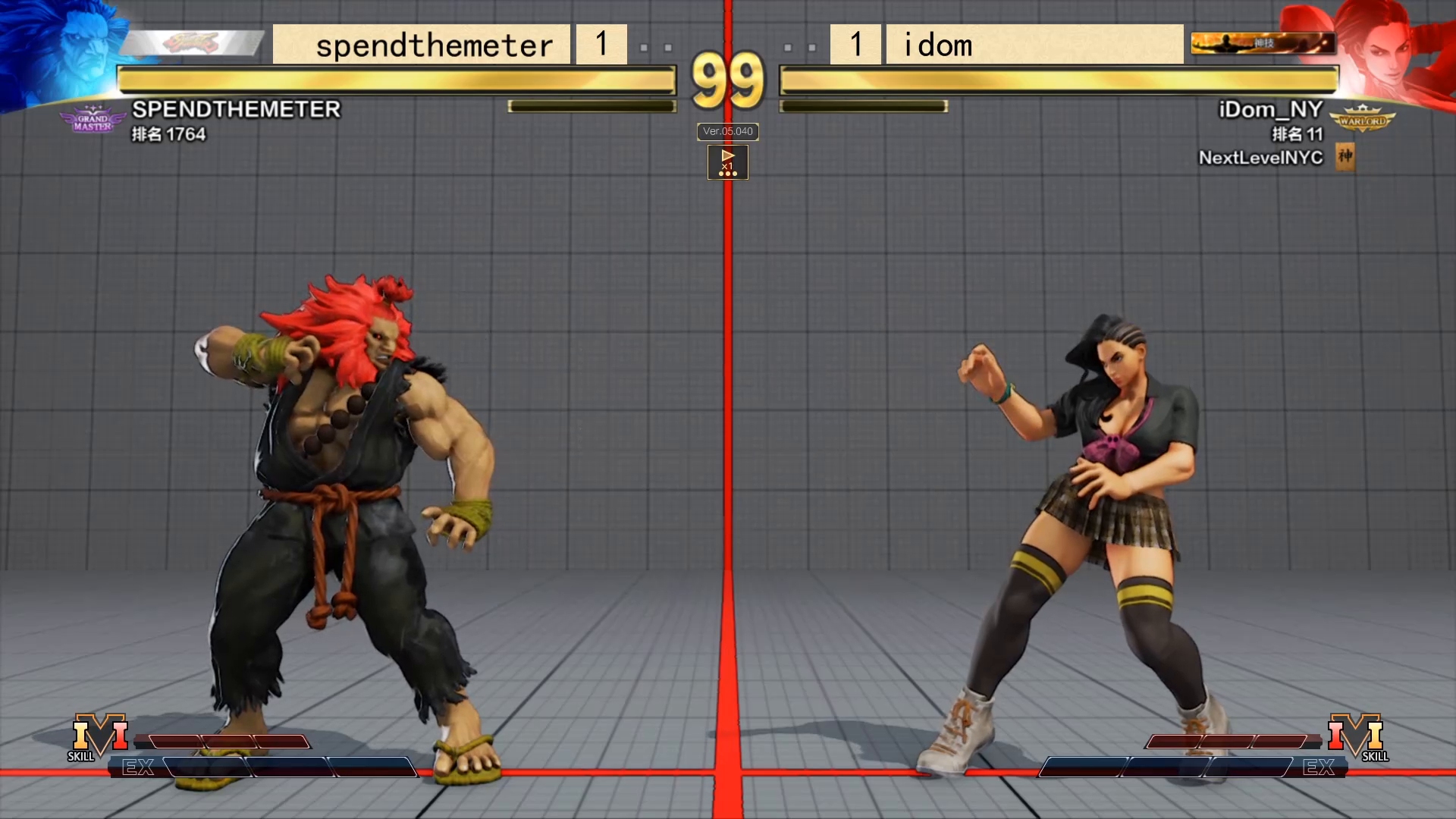 街霸5idom秀冠军皮肤被对方血皮翻盘