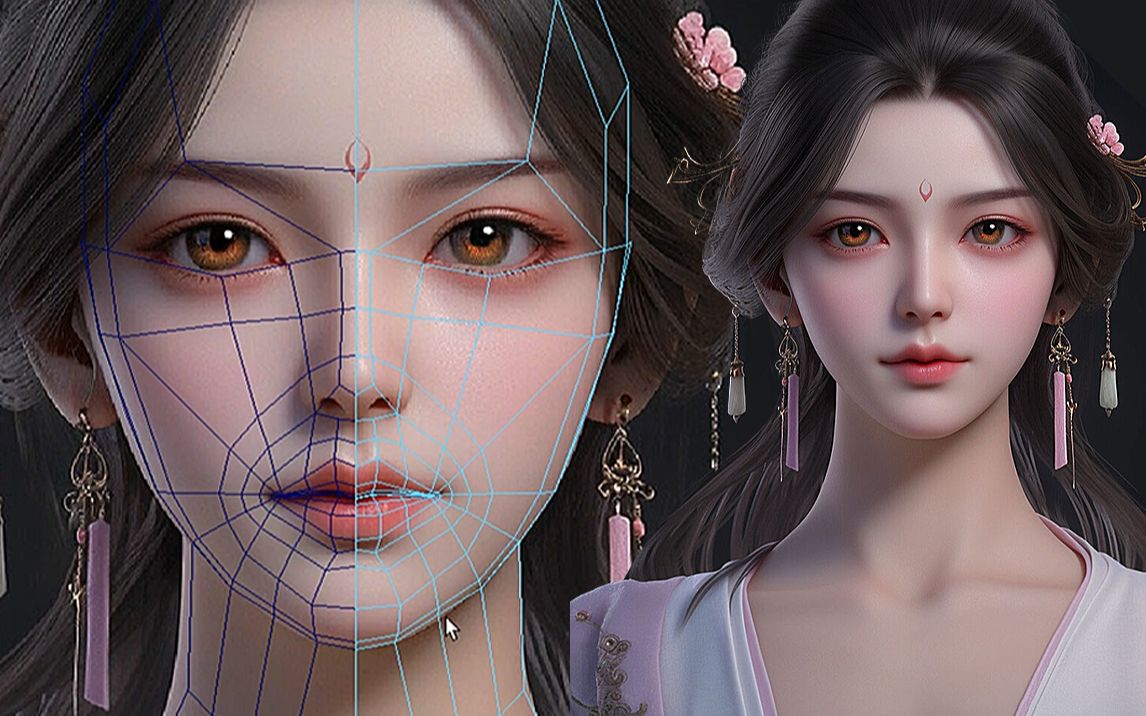 maya 超详细古风美女3d影视人物建模