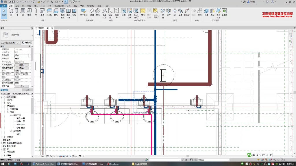 简单入门的Revit机电教程4.2:给水、排水、卫生器具的绘制哔哩哔哩bilibili