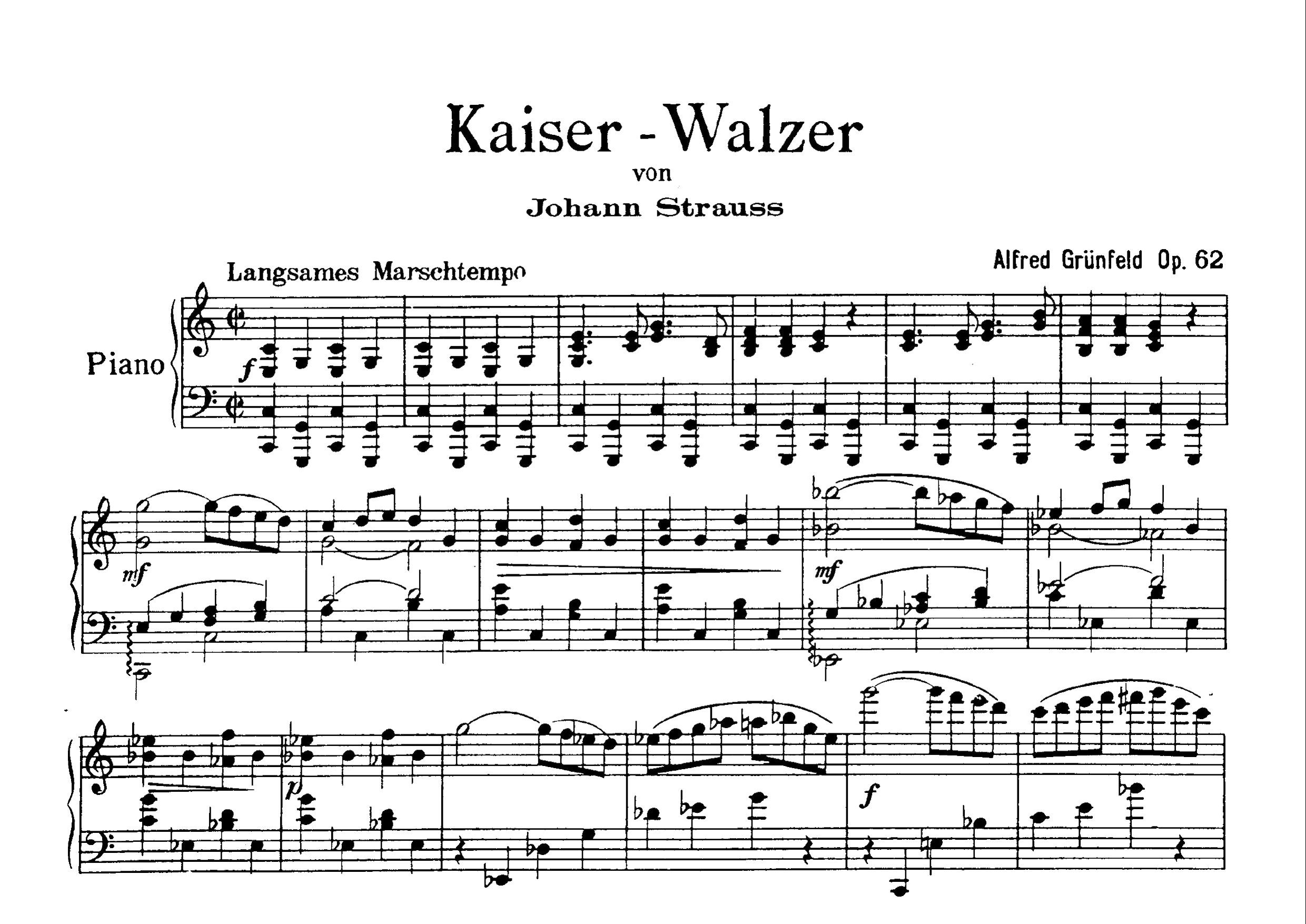 [图]【钢琴谱】皇帝圆舞曲（施特劳斯/格伦费尔德） Johann Strauss/Alfred Grünfeld - Kaiser Walzer Op.62