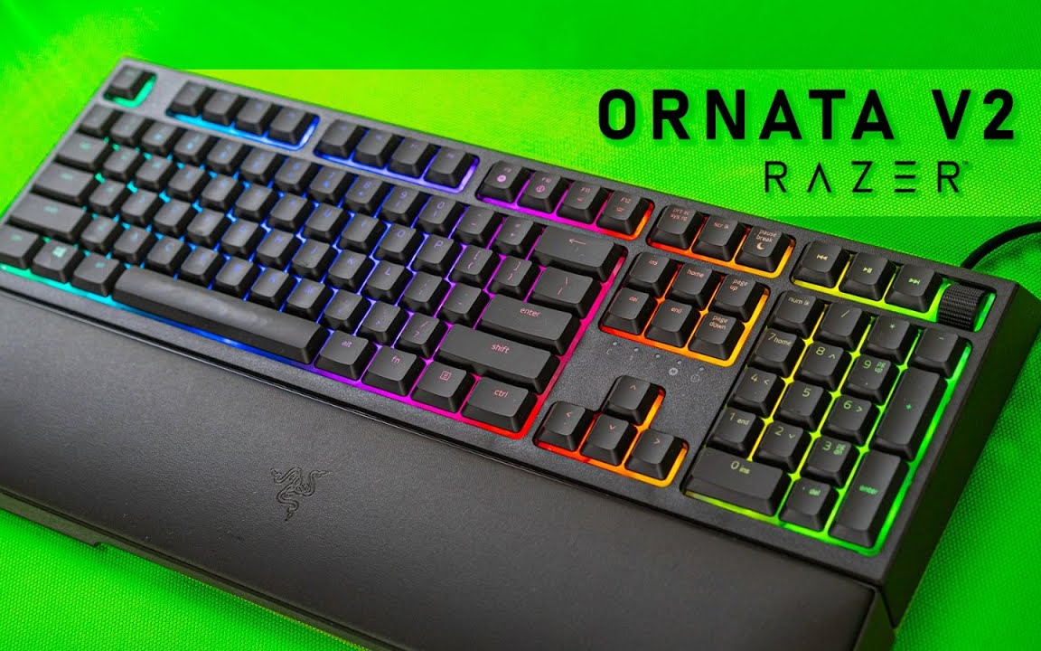 中英字幕雷蛇雨林狼蛛v2游戏键盘评测razerornatav2gamingkeyboard