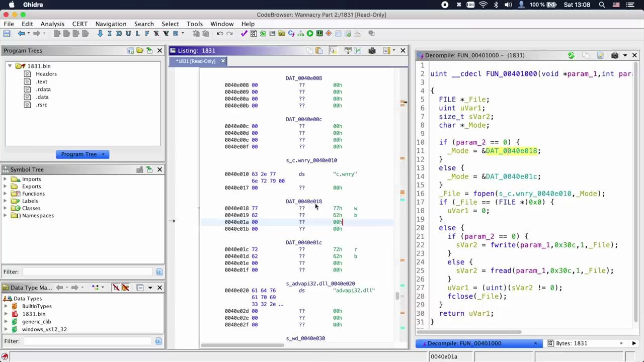 [图]Reversing WannaCry Part 2 - Diving into the malware with #Ghidra(1)