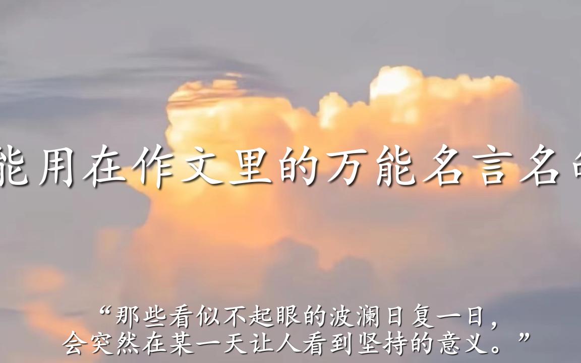 “那些看似不起波澜的日复一日,会在某一天让你看到坚持的意义.”【能用在作文里的万能名言名句】哔哩哔哩bilibili