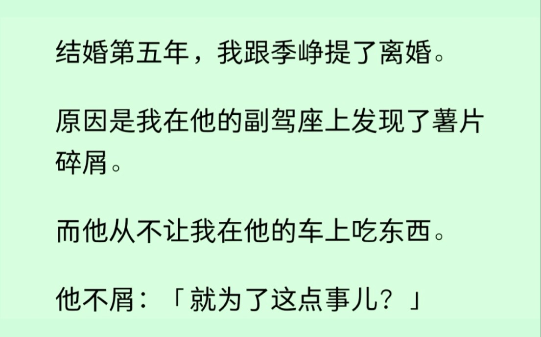 [图]结婚第五年我提出离婚，原因是我在他副驾座上发现薯片碎屑，他说为了这点小事？可他从不让我在他车上吃东西......