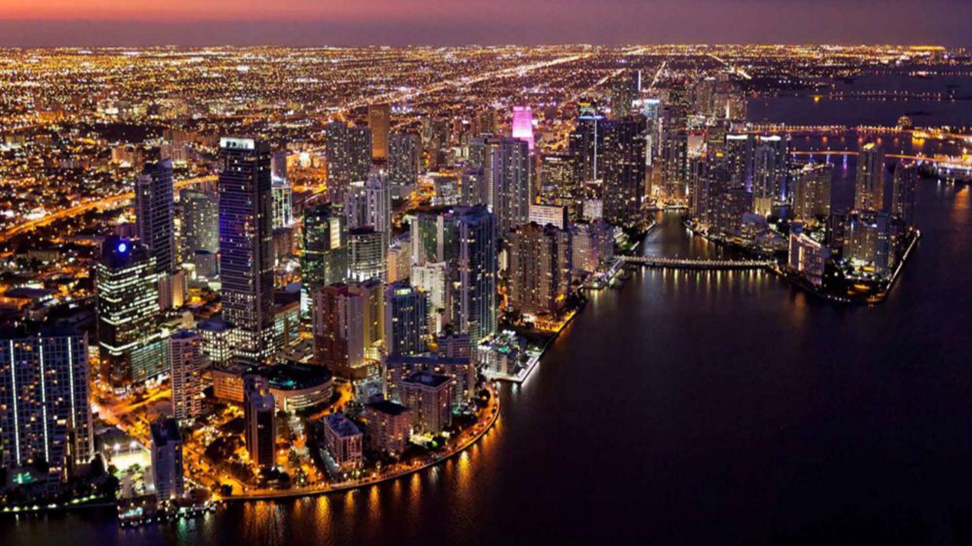 夜景|迈阿密市中心 - 无人机航拍|phantom 4 pro - 4k