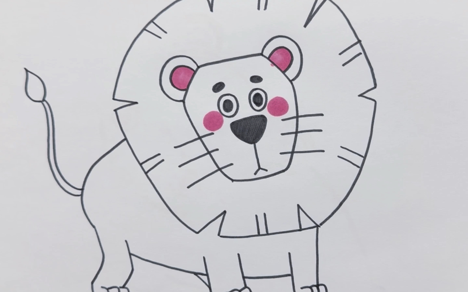 呆萌狮子简笔画