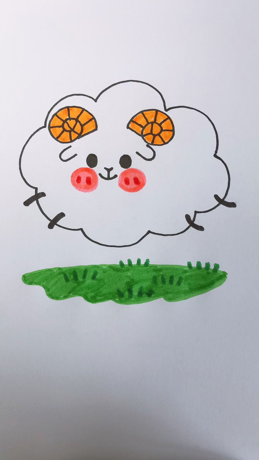 画了一个简笔画 萌萌的小绵羊