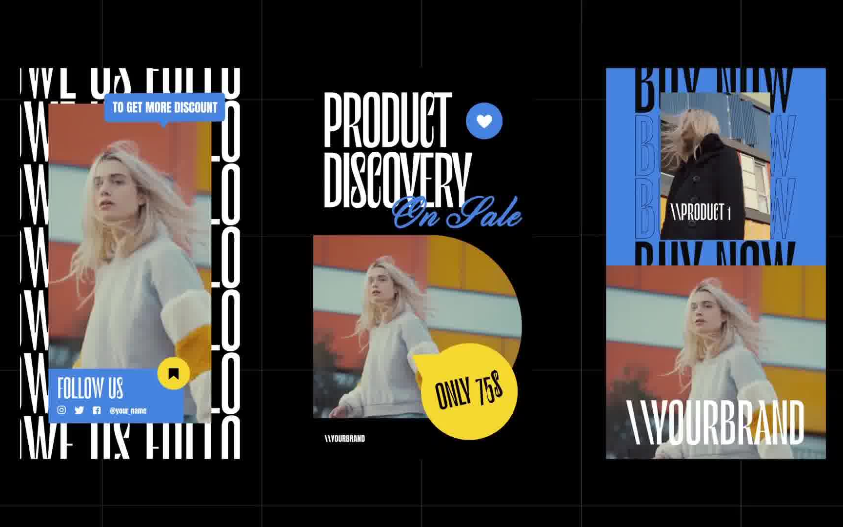 ae竖屏分辨率模板-活动宣传单海报 开屏广告动态封面排版海报设计模板