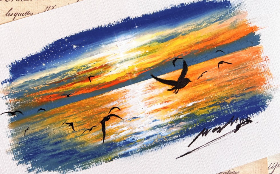 油画棒‖ 海鸥也曾在我脸颊掠过-今天有漂亮云吗-画-哔哩哔哩视频