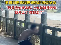 下载视频: 男孩思念过世奶奶趴在河边哭诉：我答应你考本科，为什么我考到了，你却走了啊…