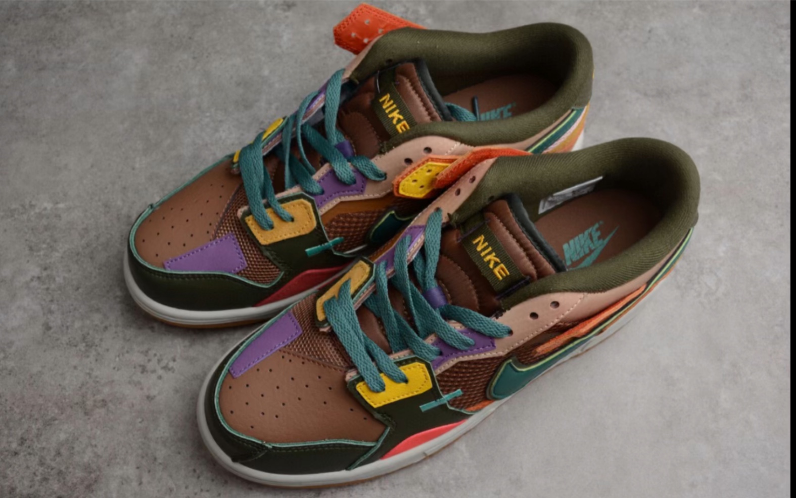 耐克彩色拼接 nike dunk scrap archeo brown 缝合怪低帮运动鞋货号db