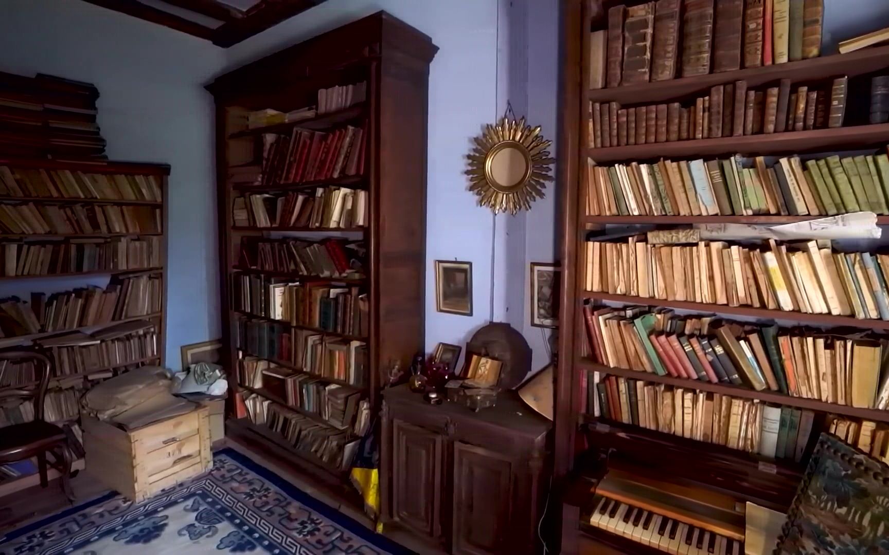 探秘法国艺术家废弃的城堡,这个装满古典书籍的书架~就是我的梦想啊!