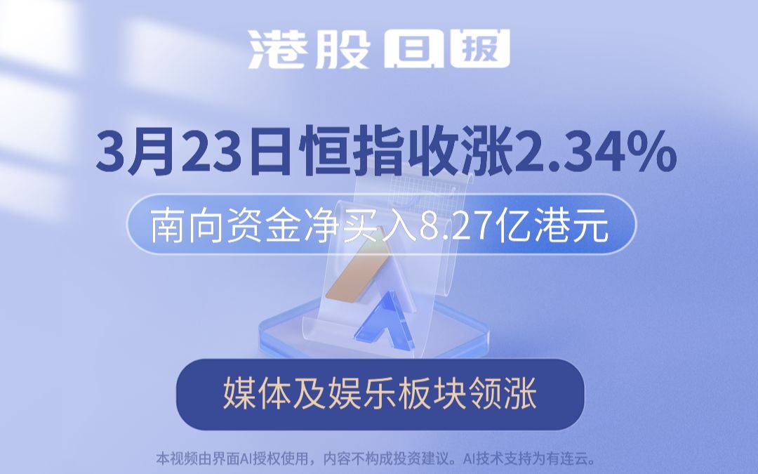 港股日报 | 恒生指数涨2.34%,南向资金净买入8.27亿港元,媒体及娱乐板块领涨哔哩哔哩bilibili