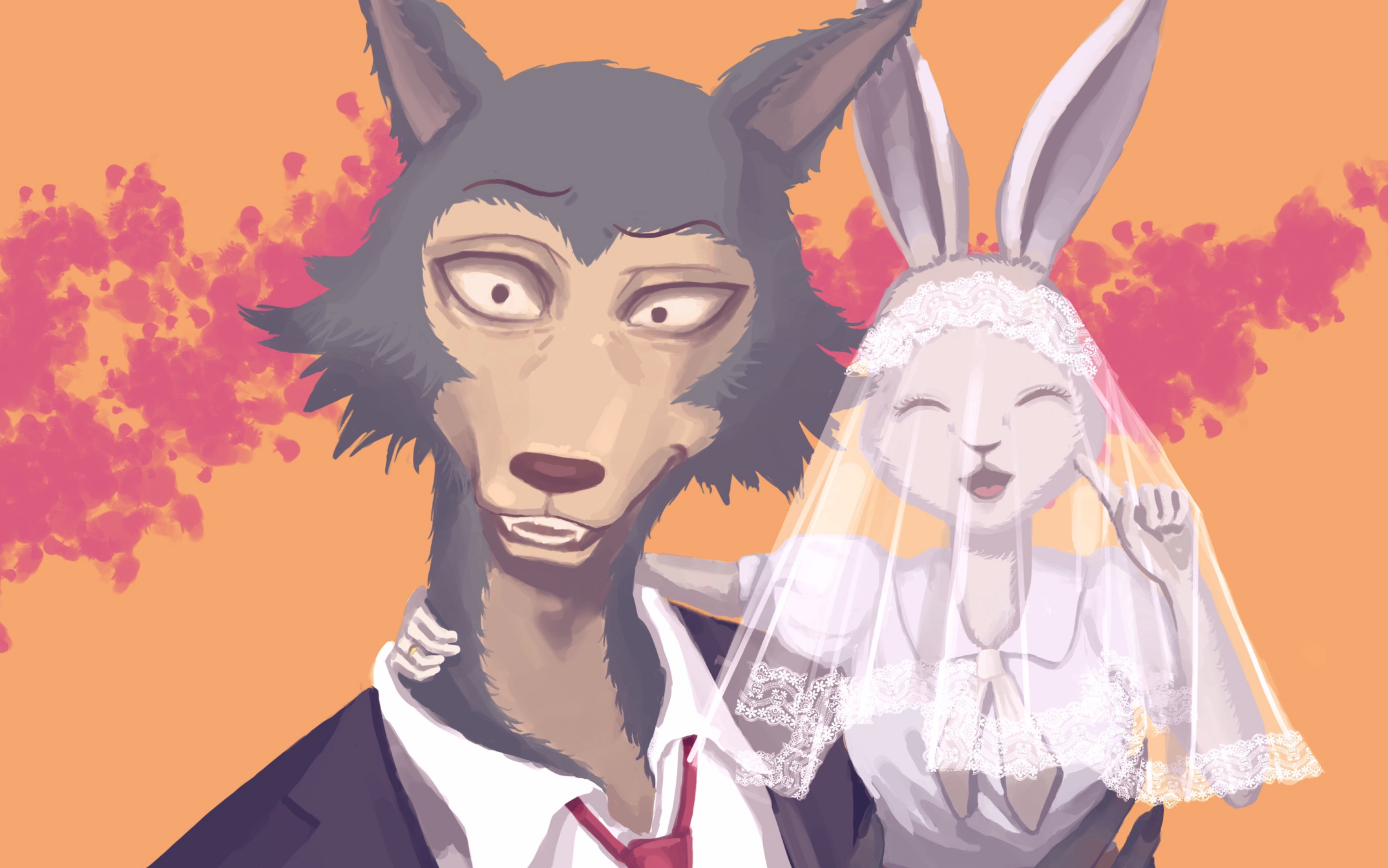 【procreate】beastars狼兔婚纱照过程_哔哩哔哩_bilibili