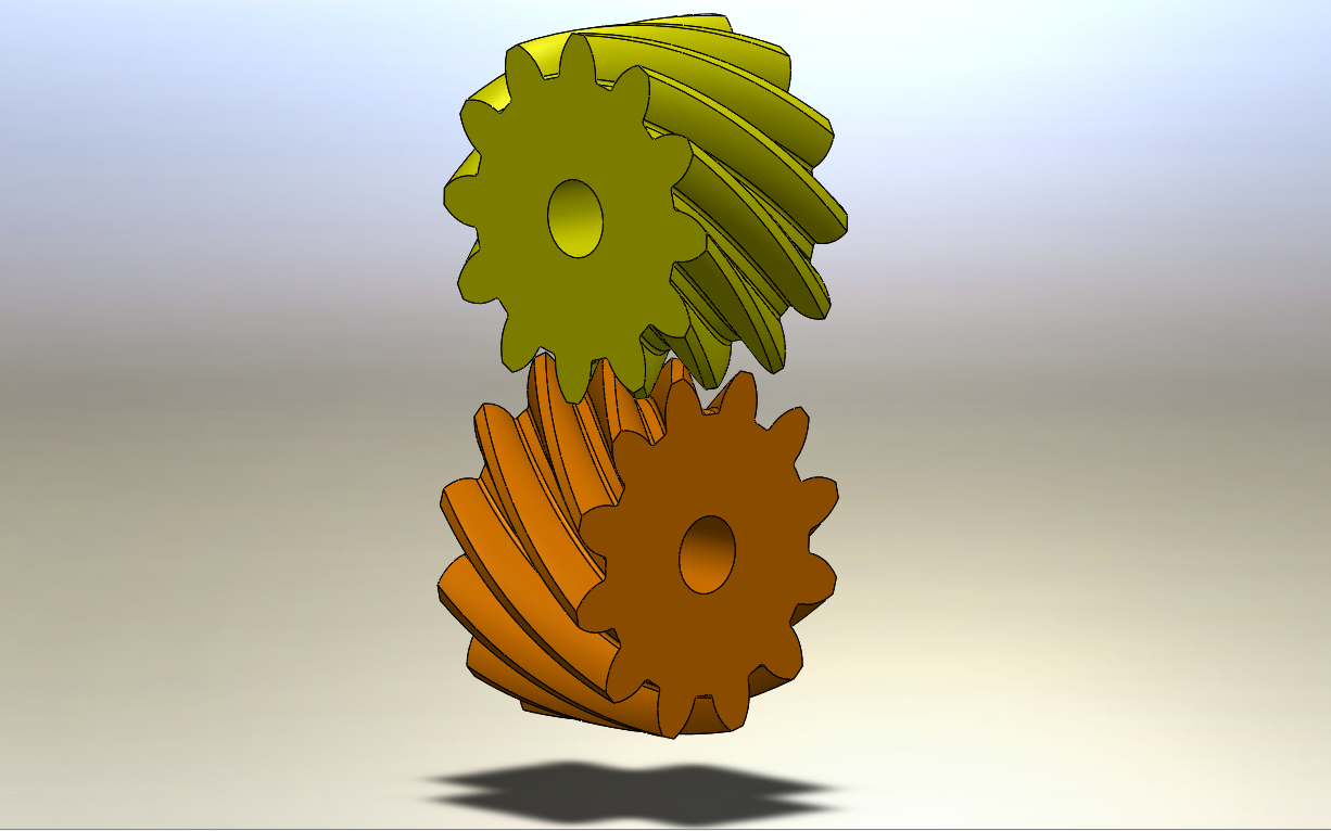 solidworks2019交错轴螺旋直齿轮配合仿真示例