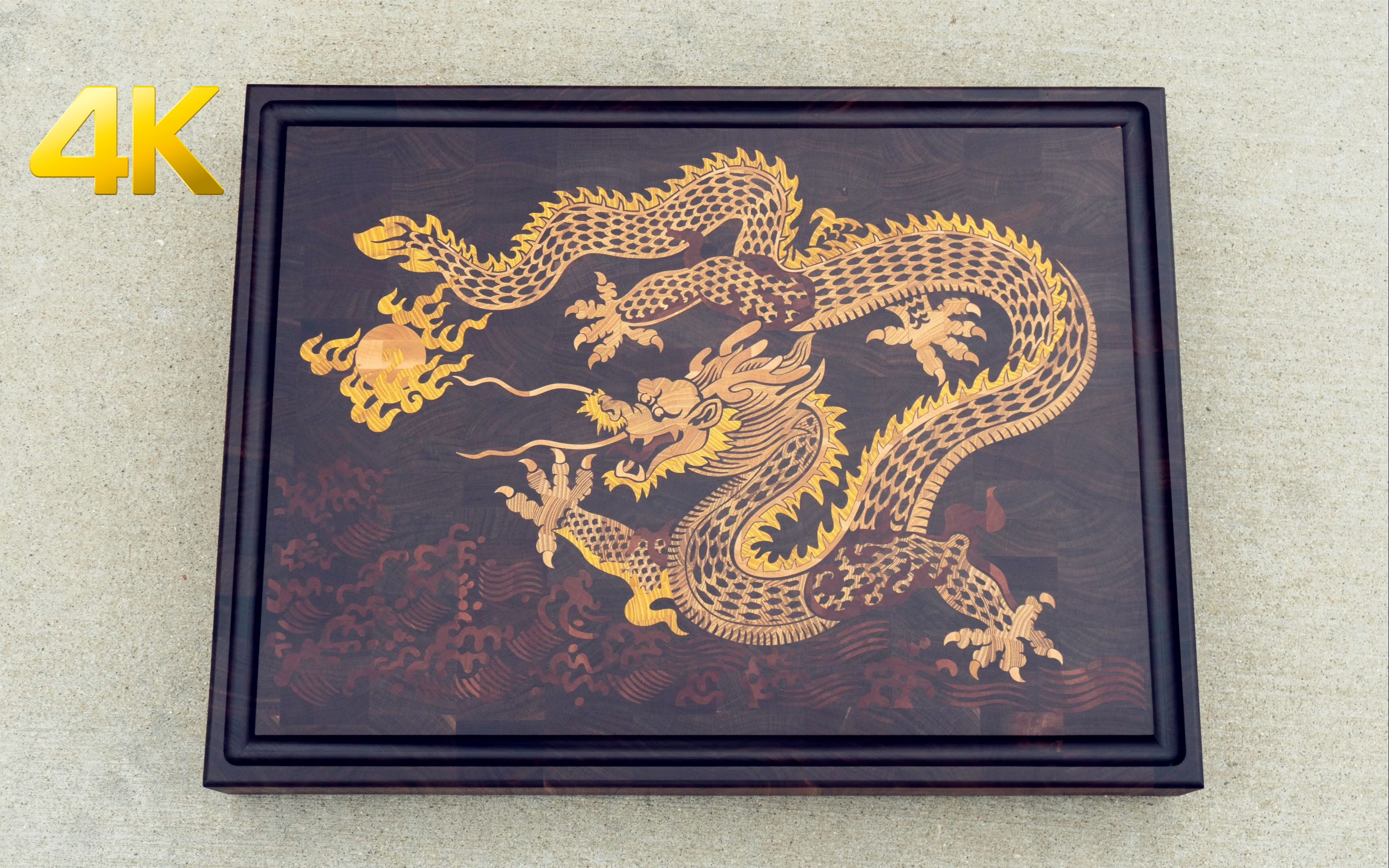 【4k】cnc木镶嵌《中国龙》木版画 | 作者:broinwood_哔哩哔哩 (゜-゜