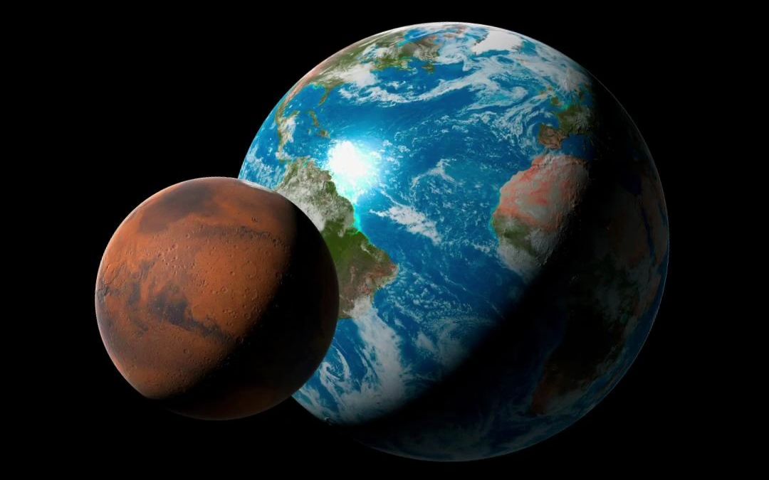 地球和月亮在太空合影了!在火星上空被一起拍下,照片令人震撼