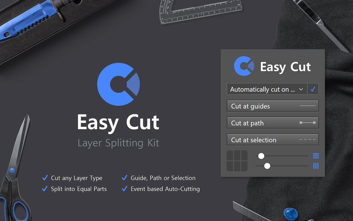 Adobe超强辅助插件,快速一键裁剪图片PS插件Easy Cut  Layer Splitting Kit哔哩哔哩bilibili