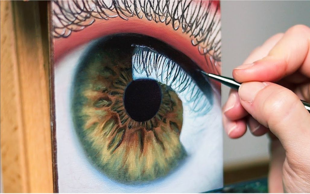 油画画一只超级大的大眼睛油画作品