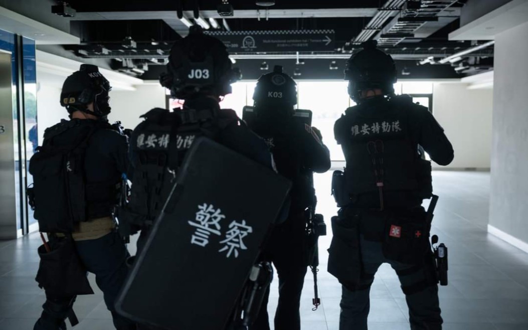 中国台湾–维安特勤队与台中市特勤队反恐缉毒演练