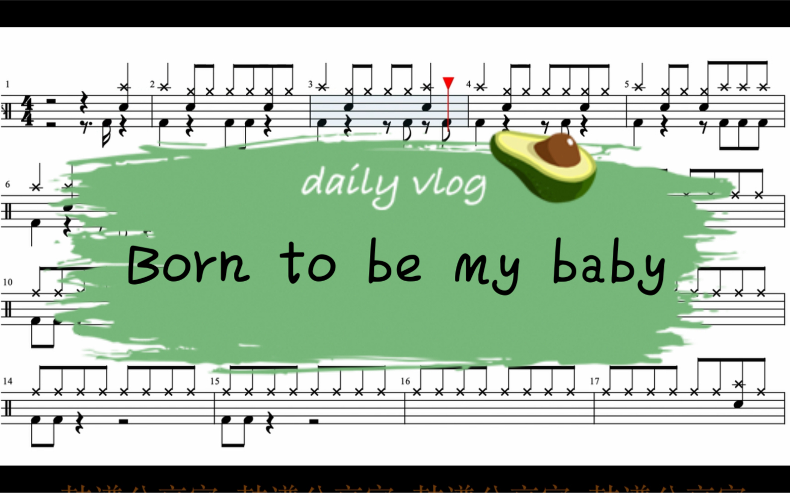 [图]Bon Jovi 《Born to be my baby 》架子鼓动态鼓谱