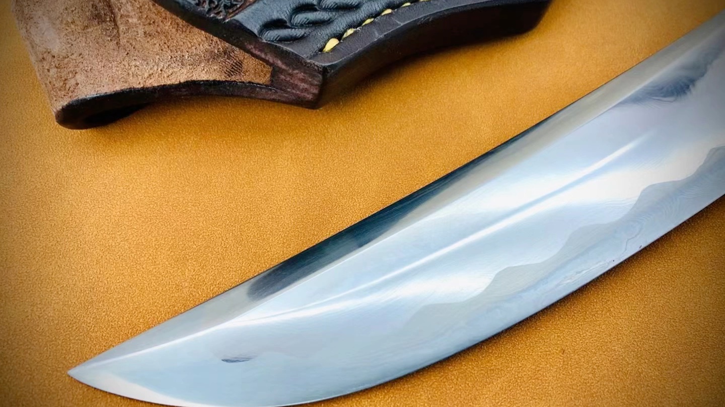 甲斐の虎美图鉴赏大马士革覆土烧刃把玩馈赠佳品手柄为沙漠铁木刃材