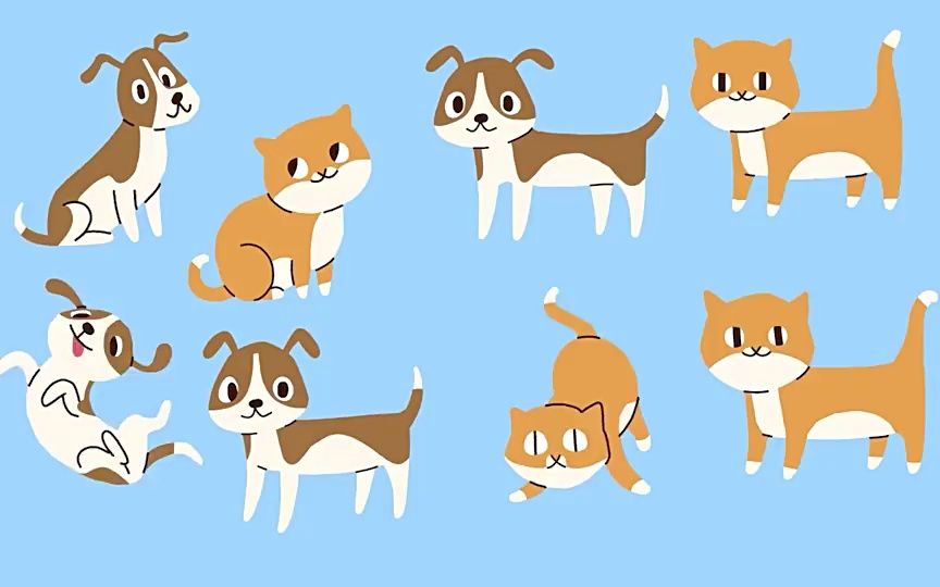 ae视频素材16组手绘卡通可爱狗狗动画and dogs hand drawn pack