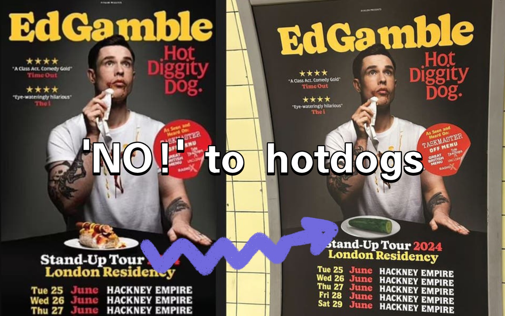 #读个报刊 AP NEWS — No joke: UK comedian told to remove hot dog from subway poster哔哩哔哩bilibili