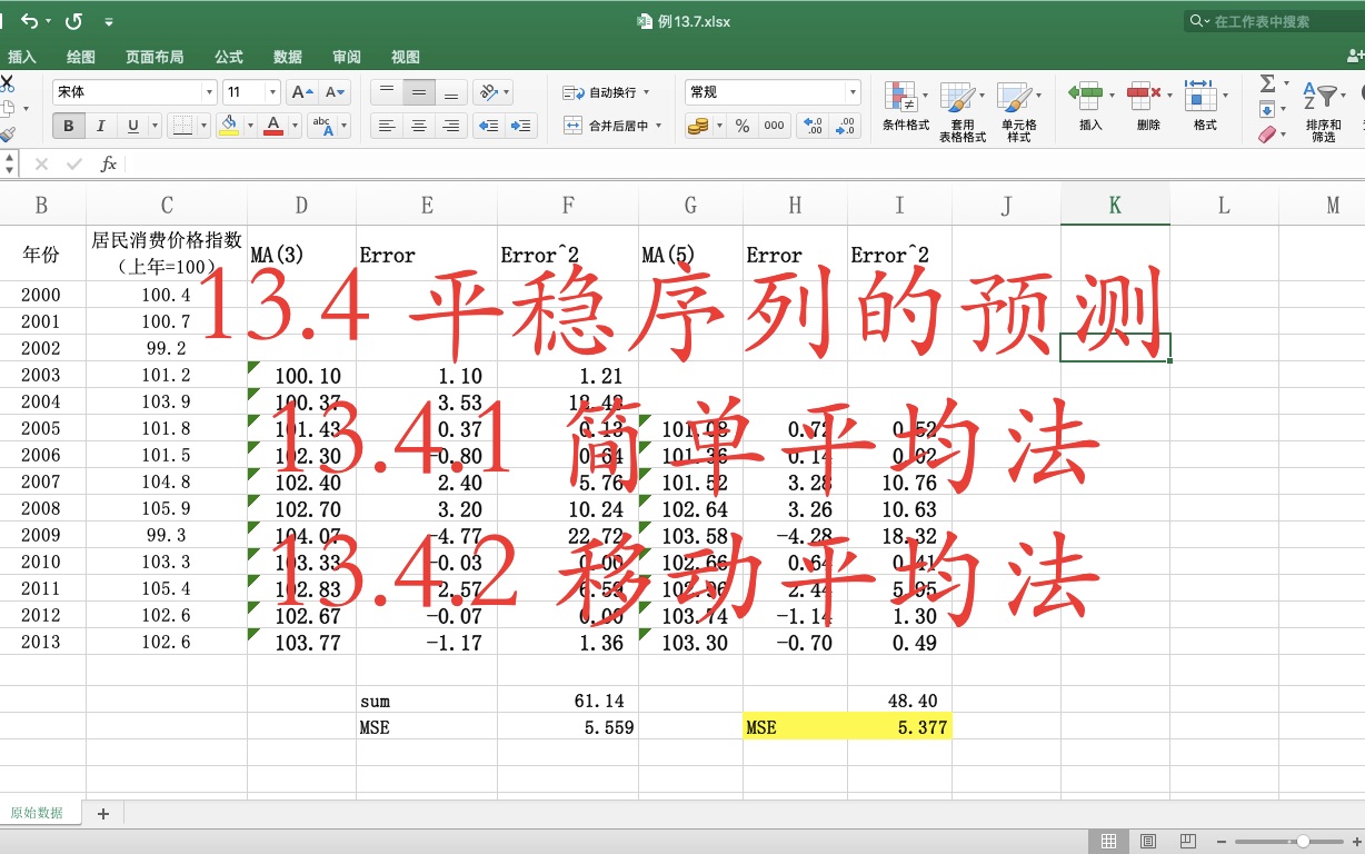 13.4.1+13.4.2 简单平均法和移动平均法哔哩哔哩bilibili