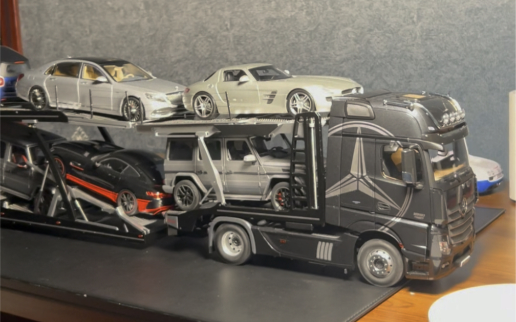 nzg奔驰拖头板车 1:18汽车模型 开箱视频