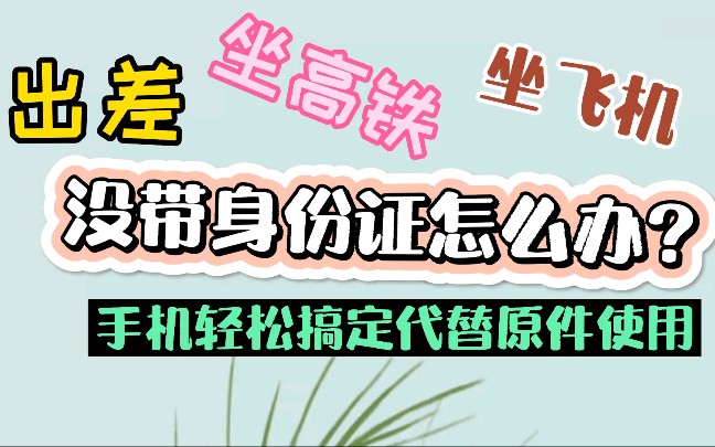 出差,坐飞机高铁,没带或丢失身份证怎么办?别担心,手机1分钟轻松搞定当原件使用哔哩哔哩bilibili