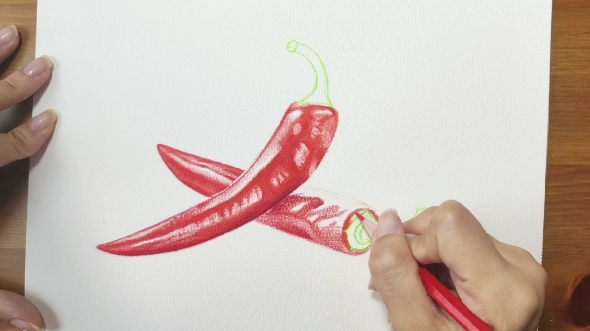 彩铅画初级入门教程 辣椒9215