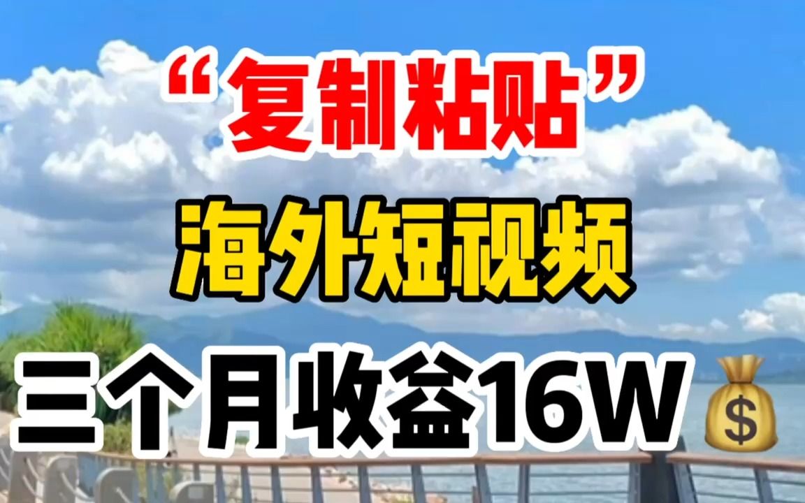 小伙子做海外短视频,三个月收益了16W,30秒教会你如何操作哔哩哔哩bilibili