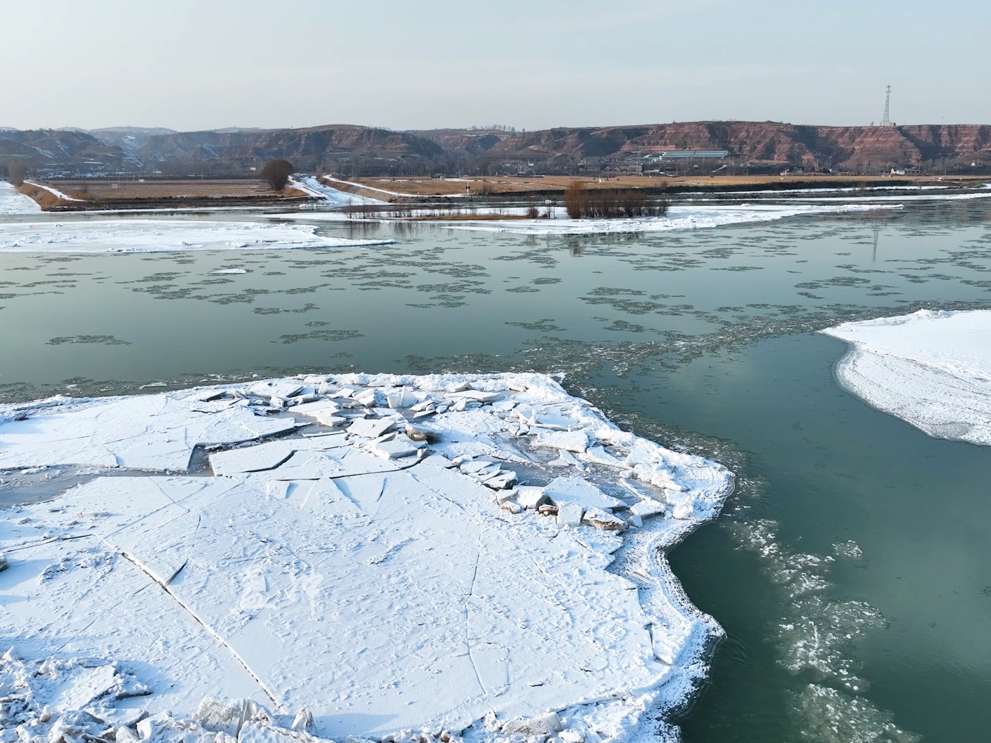九曲黄河结冰 忻州河曲县