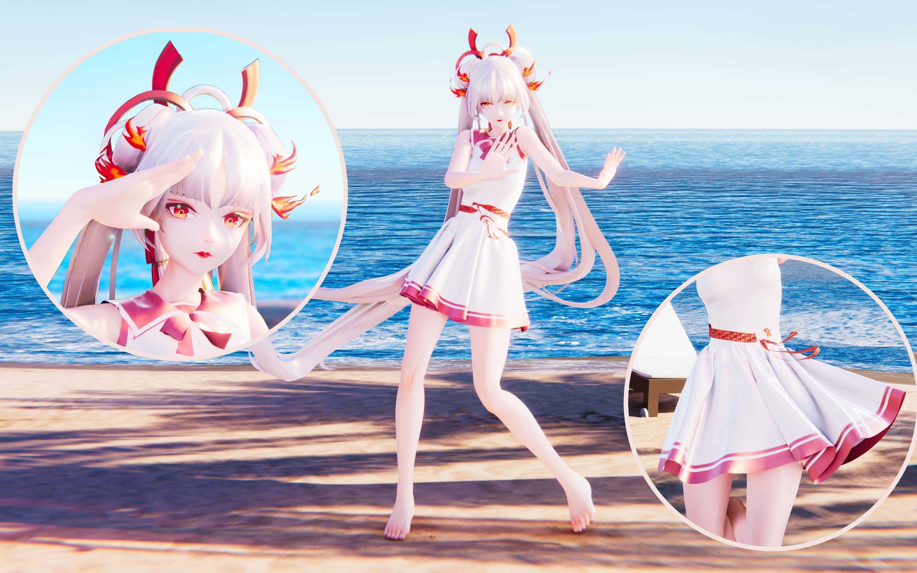 [图]【布料解算】一起来和泳装阿离享受夏日！海边！沙滩！【EEVEE / 阴阳师MMD / 4K60】