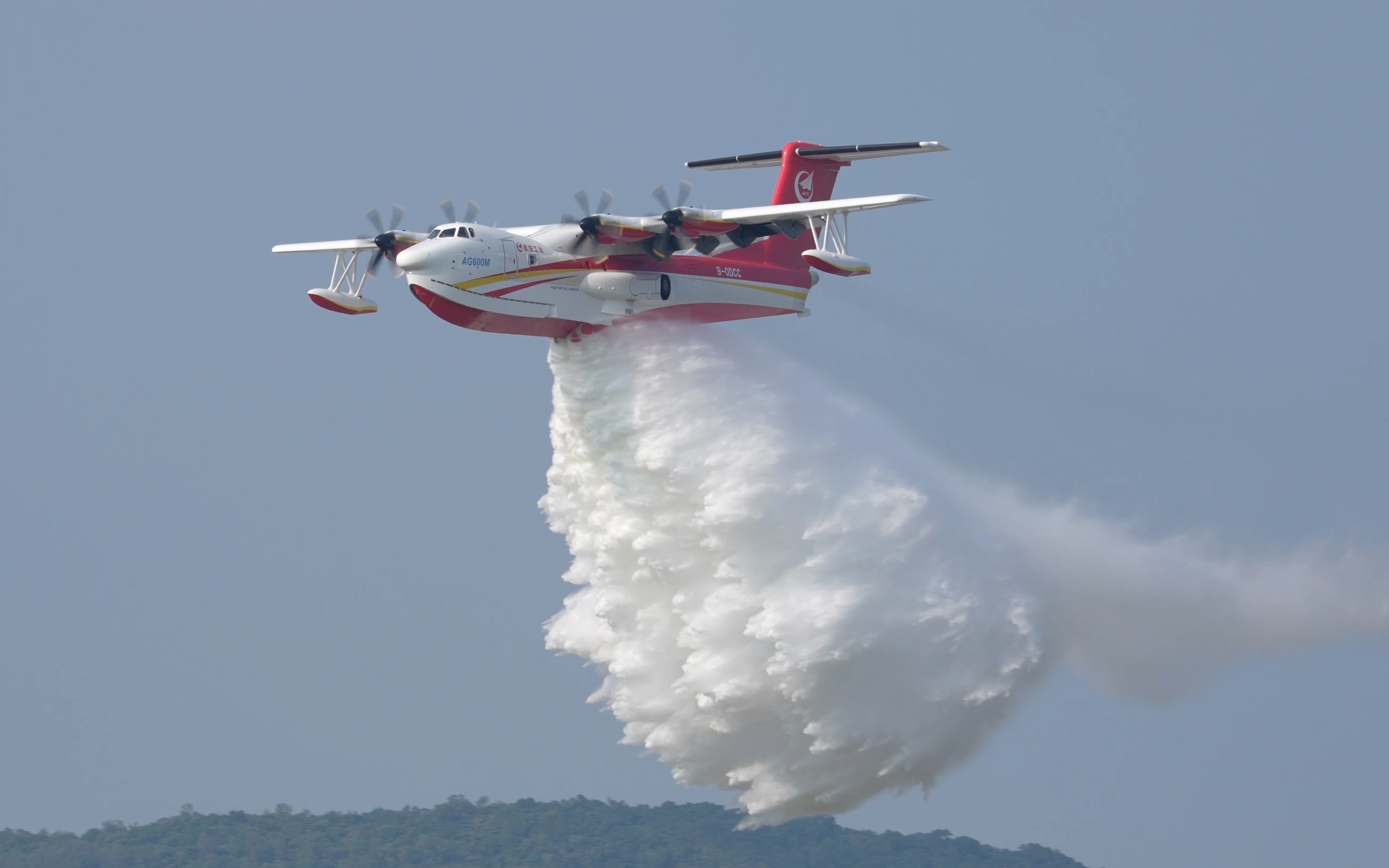 【4k 原声】2022珠海航展全新ag600m水陆两栖飞机投水展示