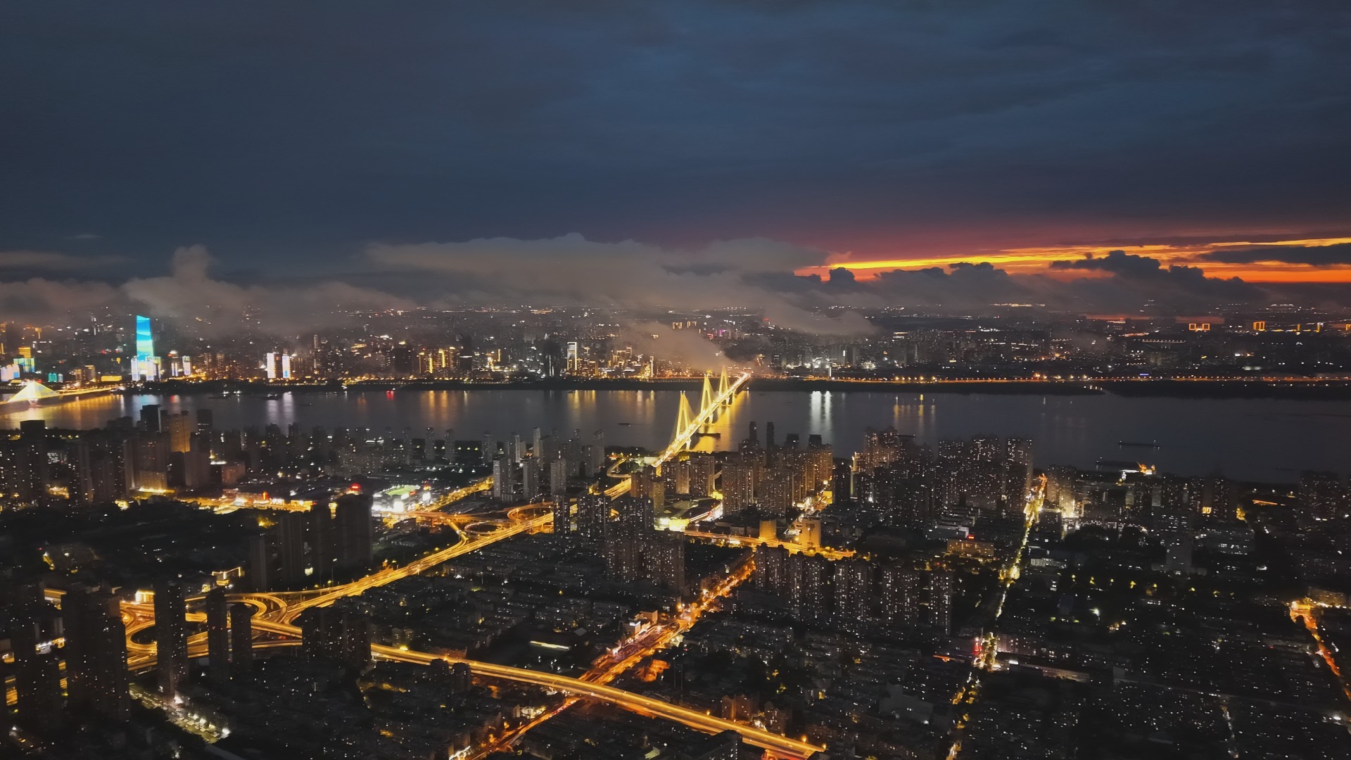 武汉航拍,青山夜景