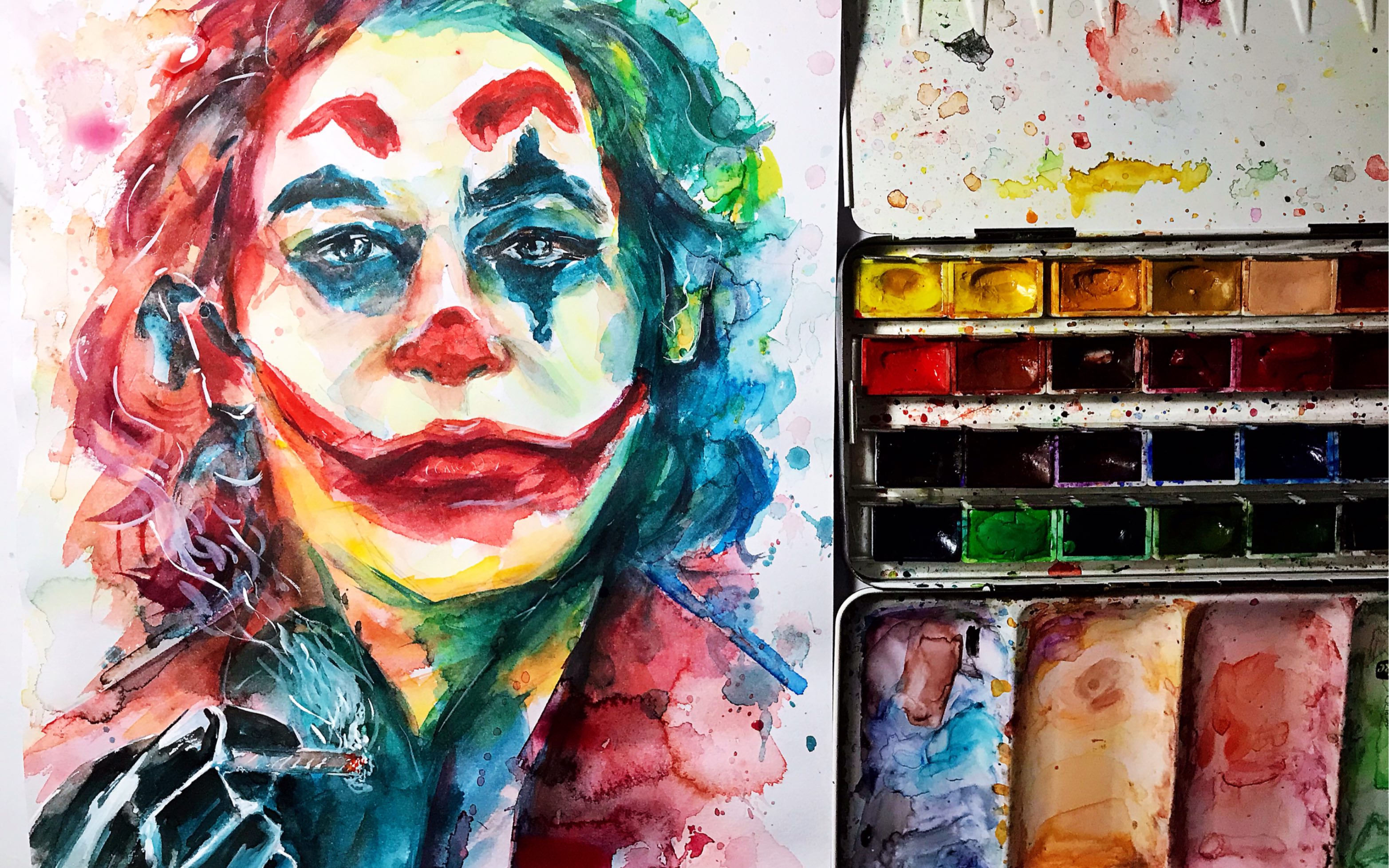 活动作品水彩手绘小丑