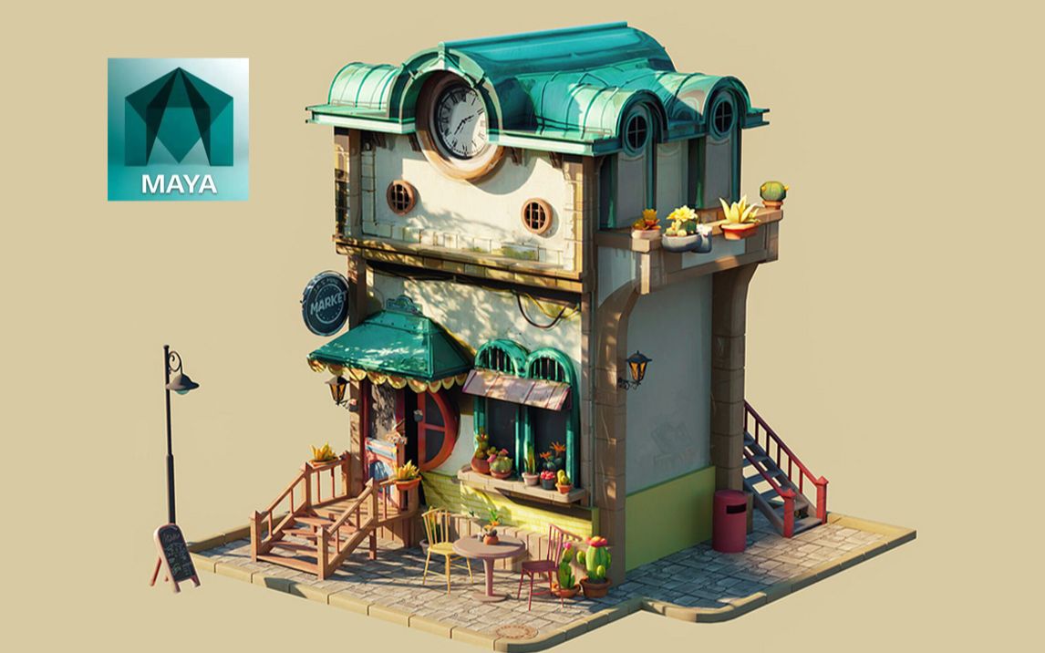 【maya场景建模】"欧式房屋"场景模型制作,零基础建模思路,模型搭建与