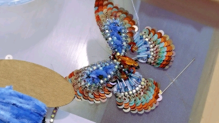 法式刺绣,珠绣立体蝴蝶胸针