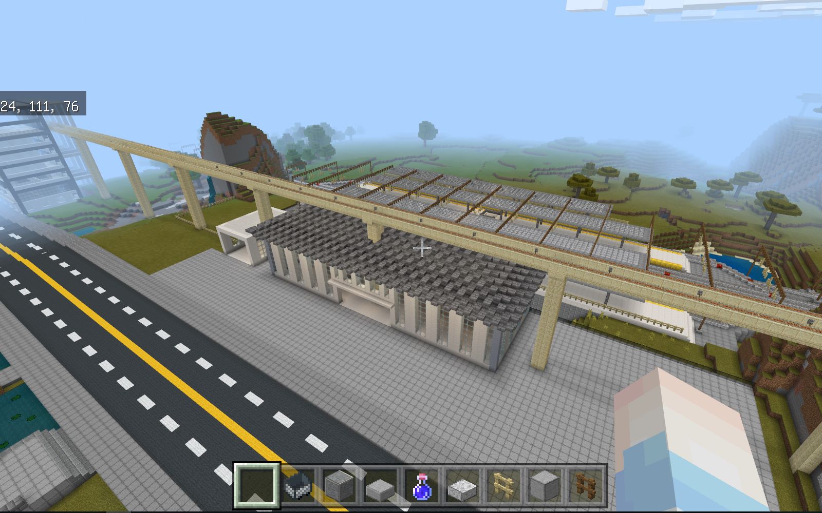 【我的世界minecraft】我的世界基岩版火车站接触网改造第二期_哔哩