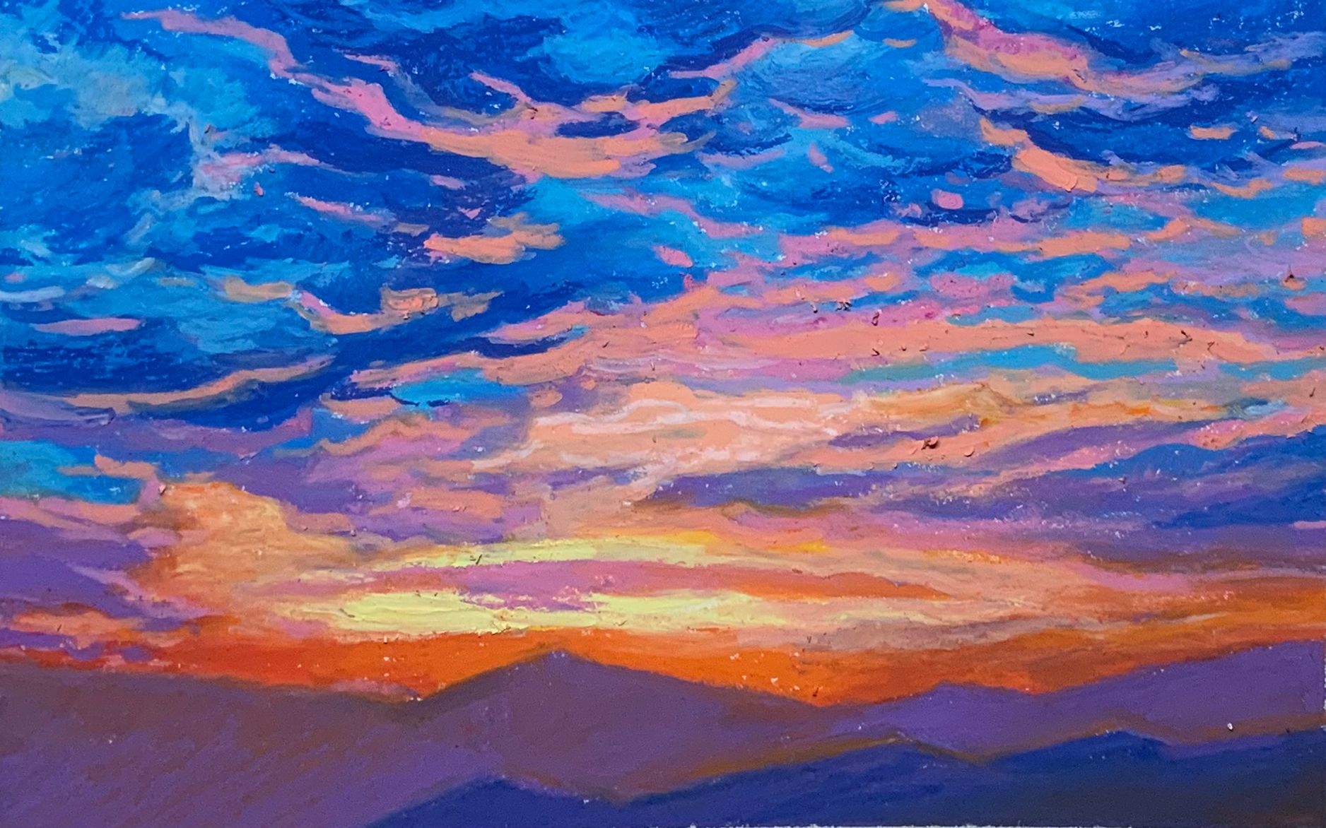 油画棒手绘 夏日晚霞