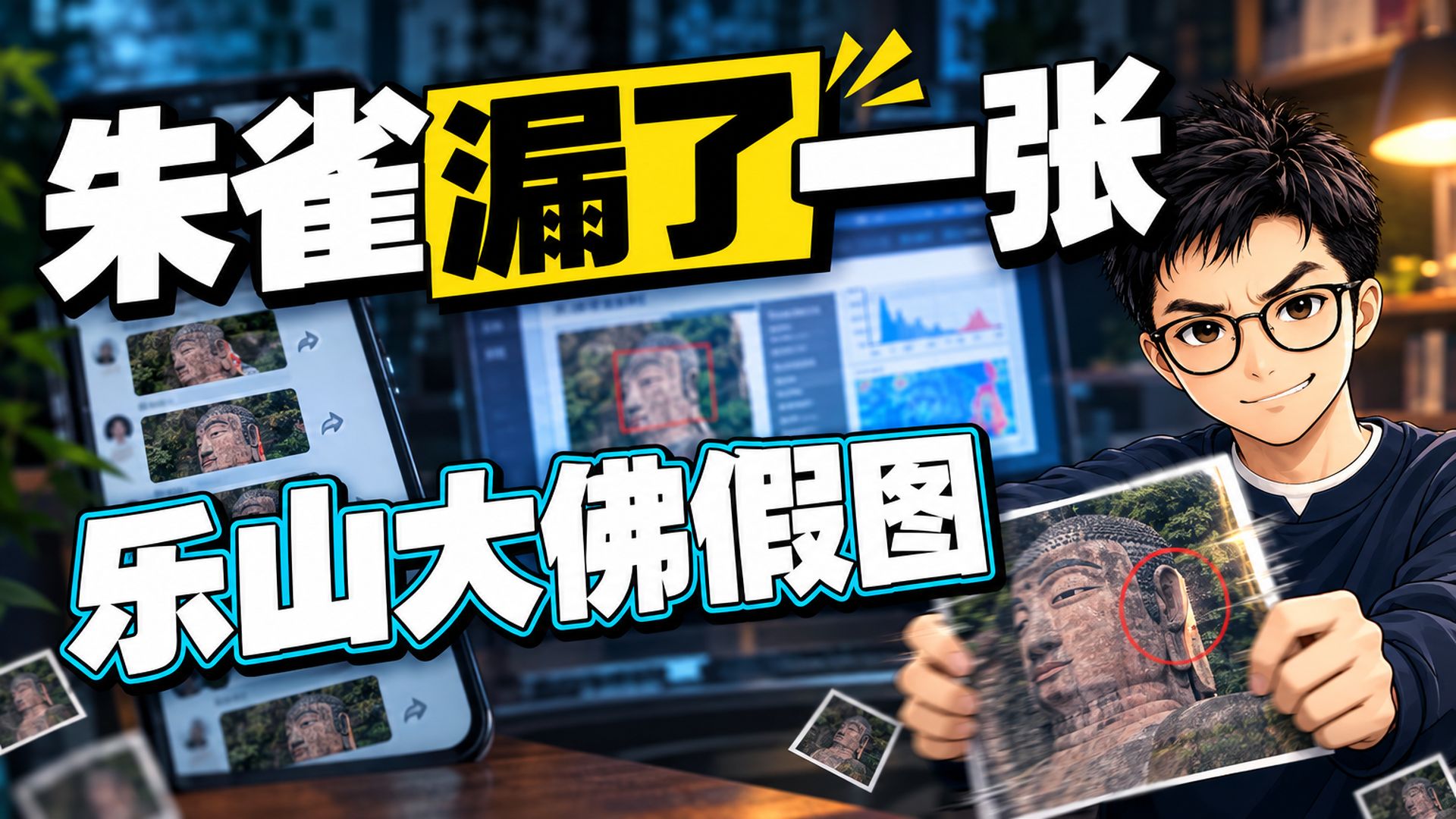 乐山大佛掏耳朵是 AI 做的，免费的朱雀检测我测了 5 张图